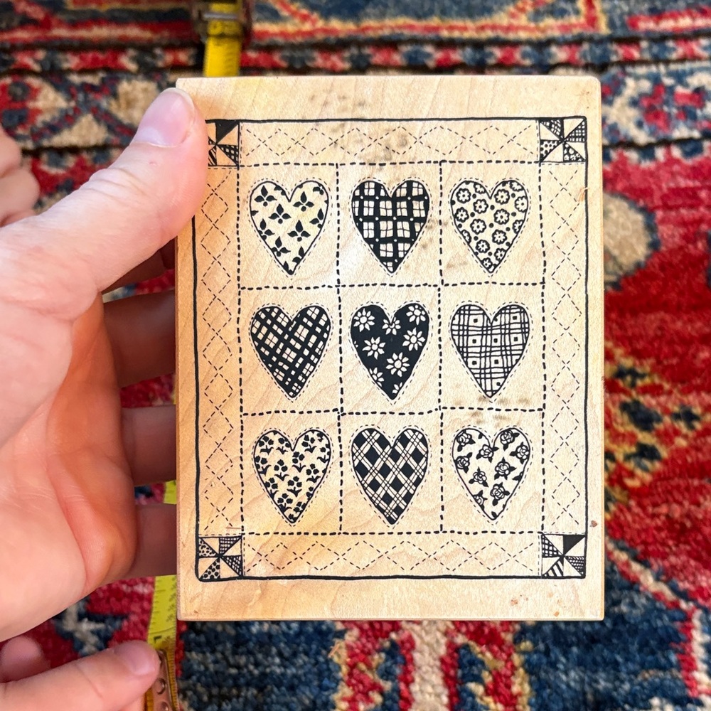 Rustic Heart Pattern Wooden Stamp - Picture 2 of 3